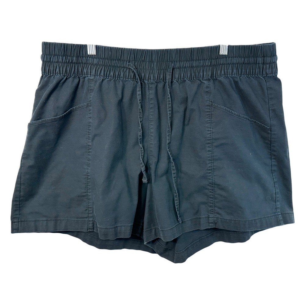 Ava & Viv Plus Size 1X Shorts Black Utility‎ Pull On Smocked Waist Cotton 1668